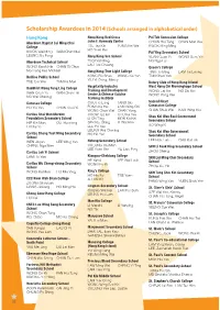 Scholarship Awardees in 2014 (Schools Arranged in Alphabetical Order) Hong Kong Hong Kong Red Cross Pui Tak Canossian College Aberdeen Baptist Lui Ming Choi John F