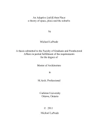 [Sub]Urban Place a Theory of Space, Place and the Suburbs by Michael