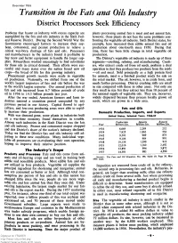 Transition in the Fats and Oils Industry