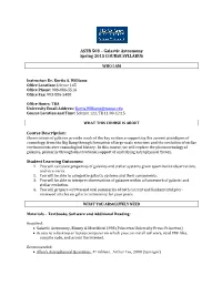 ASTR 503 – Galactic Astronomy Spring 2015 COURSE SYLLABUS