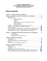 Benchbook for Abuse and Neglect Cases and Related Matters