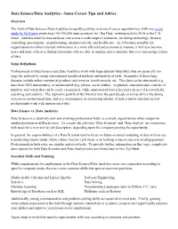 Data Science/Data Analytics—Some Career Tips and Advice