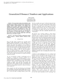 Generalized Fibonacci Numbers and Applications
