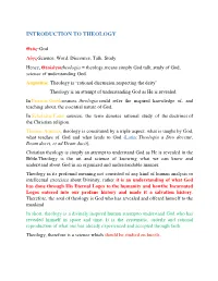 Introduction to Theology