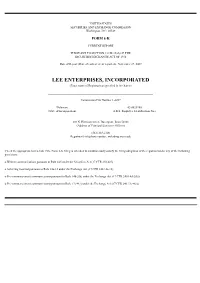 LEE ENTERPRISES, INCORPORATED (Exact Name of Registrant As Specified in Its Charter)