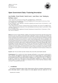 Open Government Data: Fostering Innovation