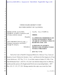 Order: (1) Approving Modified Class