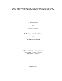 STRUCTURAL and KINEMATIC EVOLUTION of the MIDDLE CRUST DURING LATE CRETACEOUS EXTENSION in WESTERN NEW ZEALAND a Thesis Presente