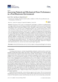 Assessing Natural and Mechanical Dune Performance in a Post-Hurricane Environment