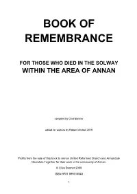 Book of Remembrance for Those Who Died in the Solway Within the Area of Annan