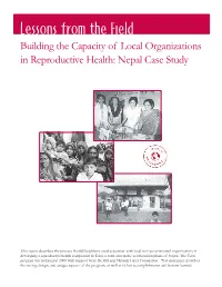 Lessons from the Field Building the Capacity of Local Organizations in Reproductive Health: Nepal Case Study