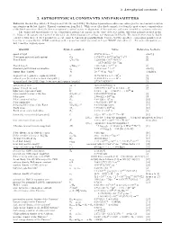 2. Astrophysical Constants and Parameters