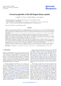 Coronal Properties of the EQ Pegasi Binary System