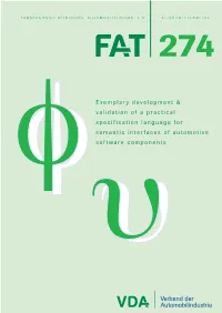 Φυexemplary Development & Validation of a Practical Specification Language for Semantic Interfaces of Automotive Software