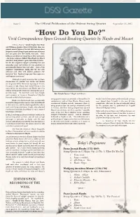 “How Do You Do?” Vivid Correspondence Spurs Ground-Breaking Quartets by Haydn and Mozart