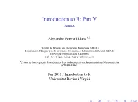 Introduction to R: Part V Annex