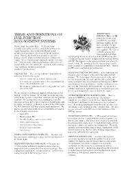 Terms and Definitions of Fuel Injection Management Systems