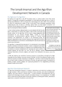The Ismaili Imamat and the Aga Khan Development Network in Canada