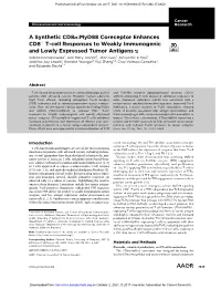 A Synthetic Cd8a:Myd88 Coreceptor Enhances
