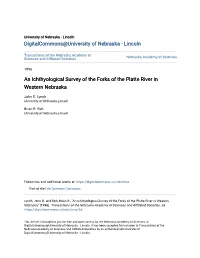 An Ichthyological Survey of the Forks of the Platte River in Western Nebraska