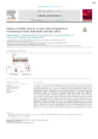 Colloids and Surfaces a Analysis of Stability Behavior Of