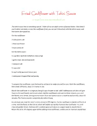 Fried Cauliflower with Tahini Sauce