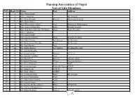Nursing Association of Nepal List of Life Members S.No