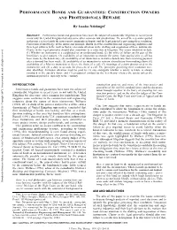 Performance Bonds and Guarantees: Construction Owners And