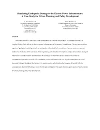 Simulating Earthquake Damage to the Electric-Power Infrastructure: a Case Study for Urban Planning and Policy Development