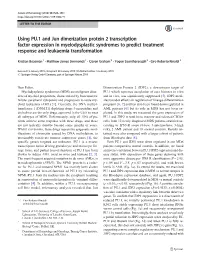 Using PU.1 and Jun Dimerization Protein 2 Transcription Factor Expression in Myelodysplastic Syndromes to Predict Treatment Response and Leukaemia Transformation