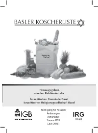 Basler Koscherliste