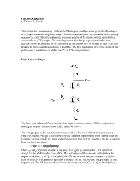 Cascode Amplifiers by Dennis L. Feucht Two-Transistor Combinations