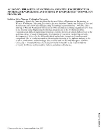 Creating Excitement for Materials Engineering and Science in Engineering Technology Programs