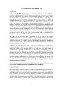 HUMAN RIGHTS in BULGARIA in 1993 Introduction at the End Of