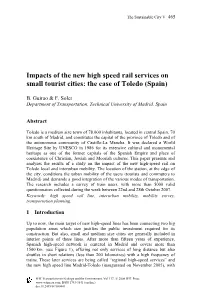 Impacts of the New High Speed Rail Services on Small Tourist Cities: the Case of Toledo (Spain)