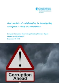 New Models of Collaboration in Investigating Corruption – a Help Or a Hindrance?