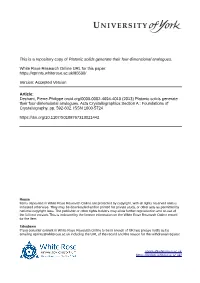 Platonic Solids Generate Their Four-Dimensional Analogues