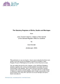 The Statutory Registers of Births, Deaths and Marriages