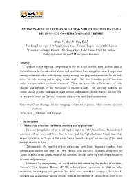 1 an Assessment of Factors Affecting Airline Coalitions