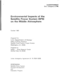 Environmental Impacts of the Satellite Power System (SPS) on the Middle Atmosphere