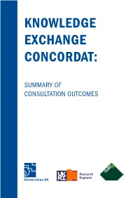 Knowledge Exchange Concordat: Summary of Consultation Outcomes