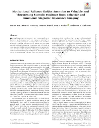 Motivational Salience Guides Attention to Valuable and Threatening Stimuli: Evidence from Behavior and Functional Magnetic Resonance Imaging