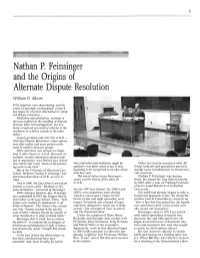 Nathan P. Feinsinger and the Rigins of Alternate Dispute Resolution