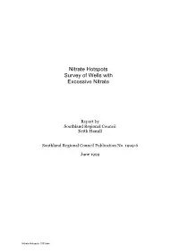 Nitrate Hotspots Survey of Wells with Excessive Nitrate