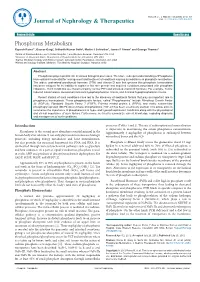 Phosphorus Metabolism