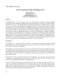 Power Monitoring Using the Raspberry Pi