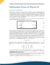 Differential Forms in Physics II Maxwell's Equations