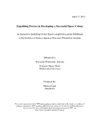 Expediting Factors in Developing a Successful Space Colony