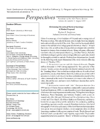 Inside: Sanderson on Reforming Theory (P. 1) • Scheff on Goffman (P. 5) • Bergesen Replies to His Critics (P