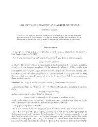 Logarithmic Geometry and Algebraic Stacks 11